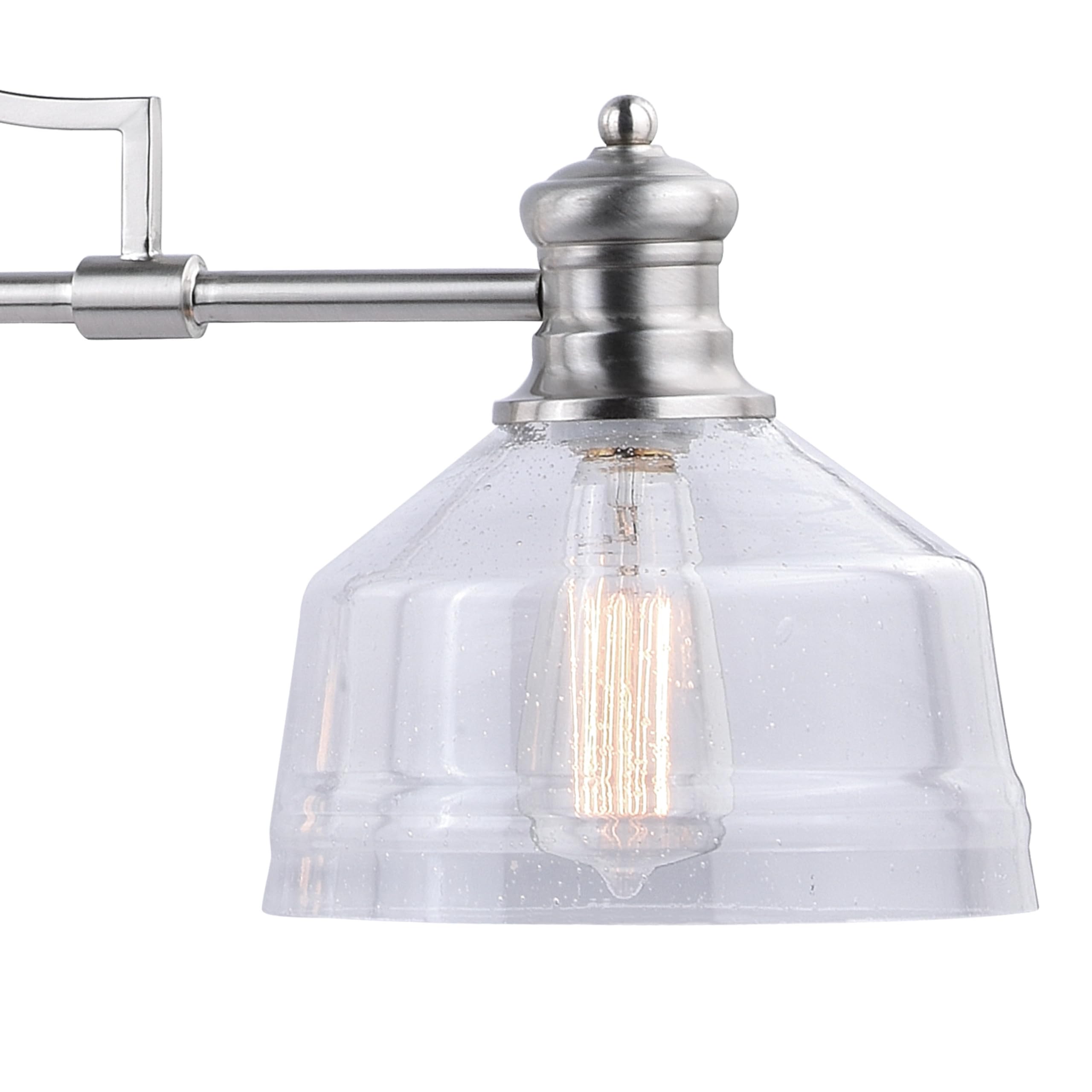 VAXCEL Beloit 3-Light Nickel Farmhouse Linear Chandelier - Clear Glass Island Pendant Light Fixture for Kitchen, Dining Room & Modern Farmhouse Decor