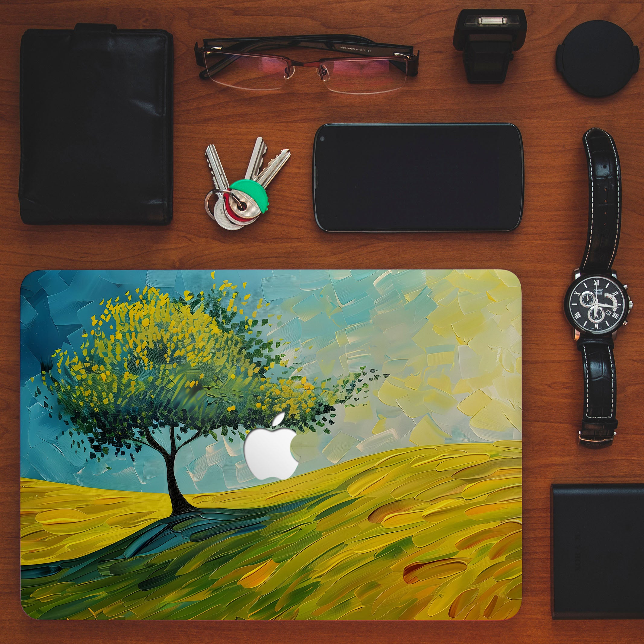 Premium MacBook Case with Elegant Tree Painting Design - Durable & Stylish Laptop Cover for MacBook Air/Pro - Perfect for Work, Travel & Everyday Use