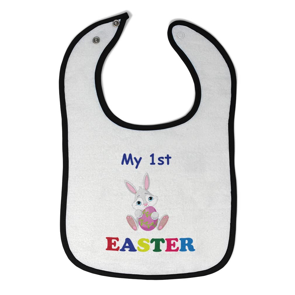 Custom Baby Bibs & Burp Cloths Set - Soft Cotton Easter Bunny Design for Baby Girls & Boys (White/Black) - Perfect for Feeding, Drool Protection & First Easter Photos