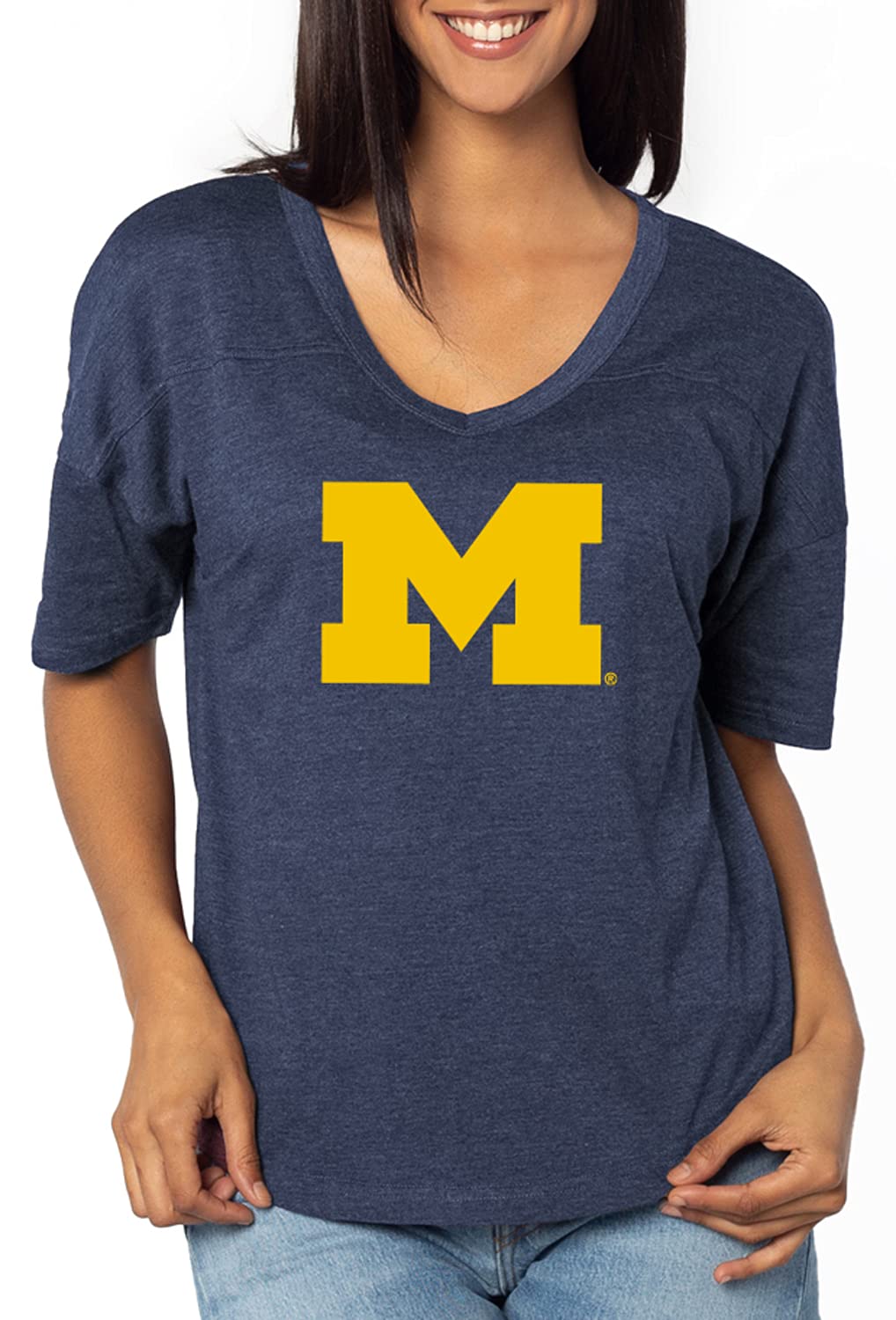 UG Apparel Women's V-Neck Happy Jersey - Soft Casual T-Shirt for Everyday Wear | Perfect for Workouts, Lounging & Weekend Outfits