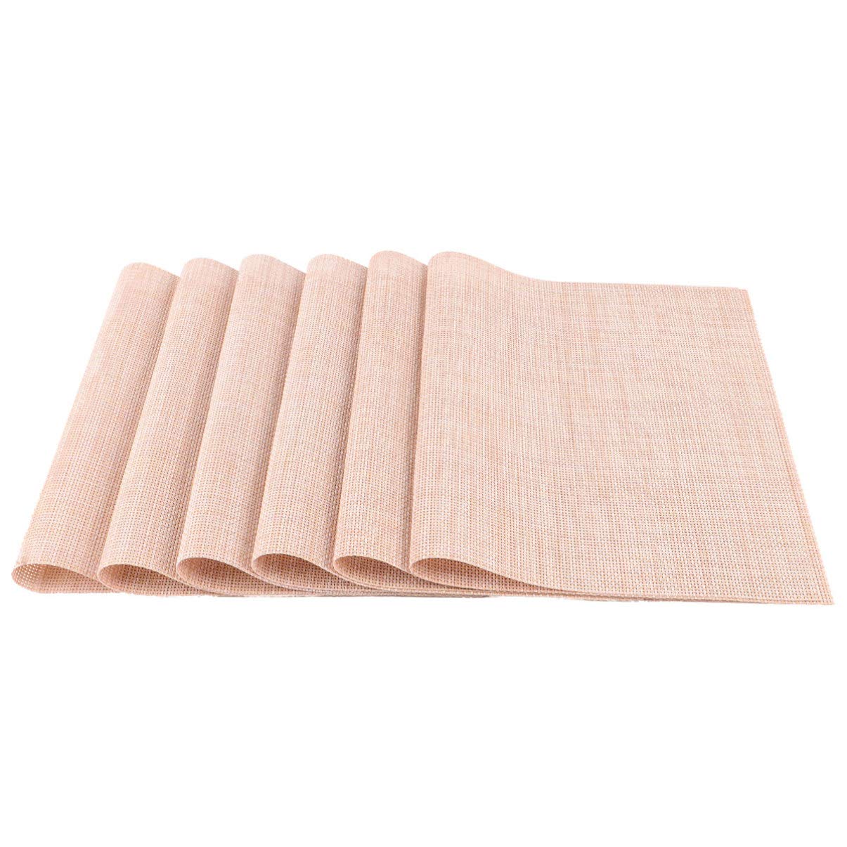 6-Piece Non-Slip PVC Table Placemats Set - Waterproof Heat-Resistant Dining Mats for Restaurant, Hotel & Home Use - Perfect for Everyday Meals, Parties & Formal Dining Settings