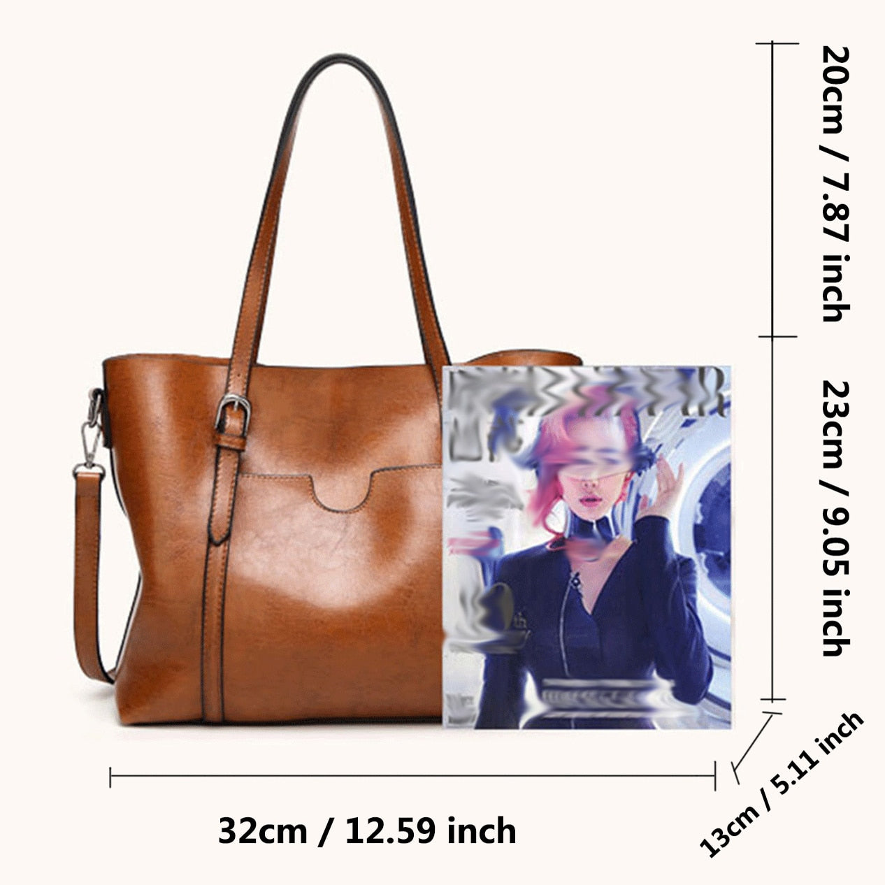 Premium Women's Oil Wax Leather Handbag - Stylish Crossbody Purse for Work, Travel & Everyday Use
