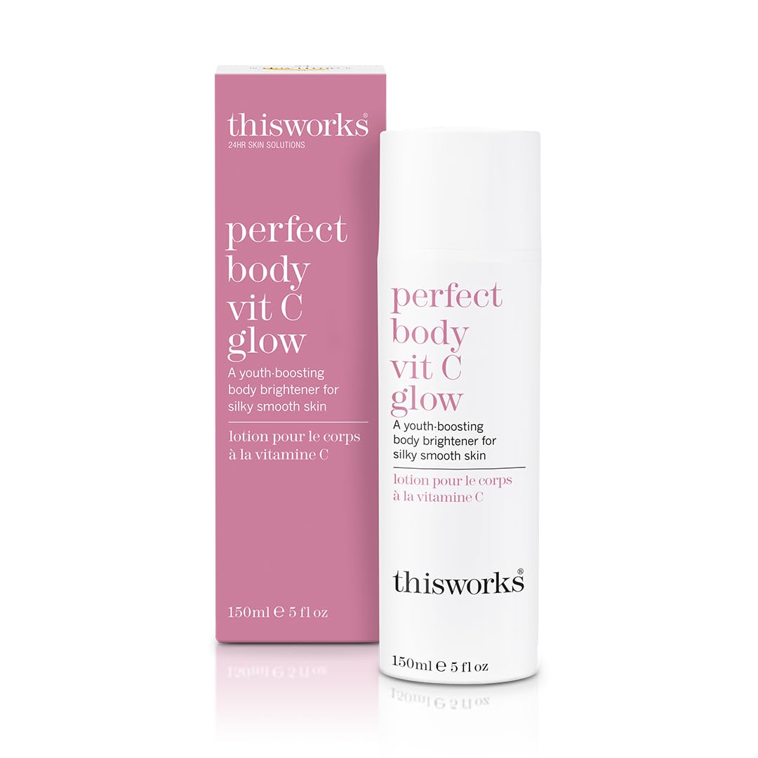 ThisWorks Perfect Body Vitamin C Glow Body Cream & Moisturizer - 5oz (150ml) Hydrating & Brightening Lotion for Dry Skin - Ideal for Daily Use & Post-Shower Hydration