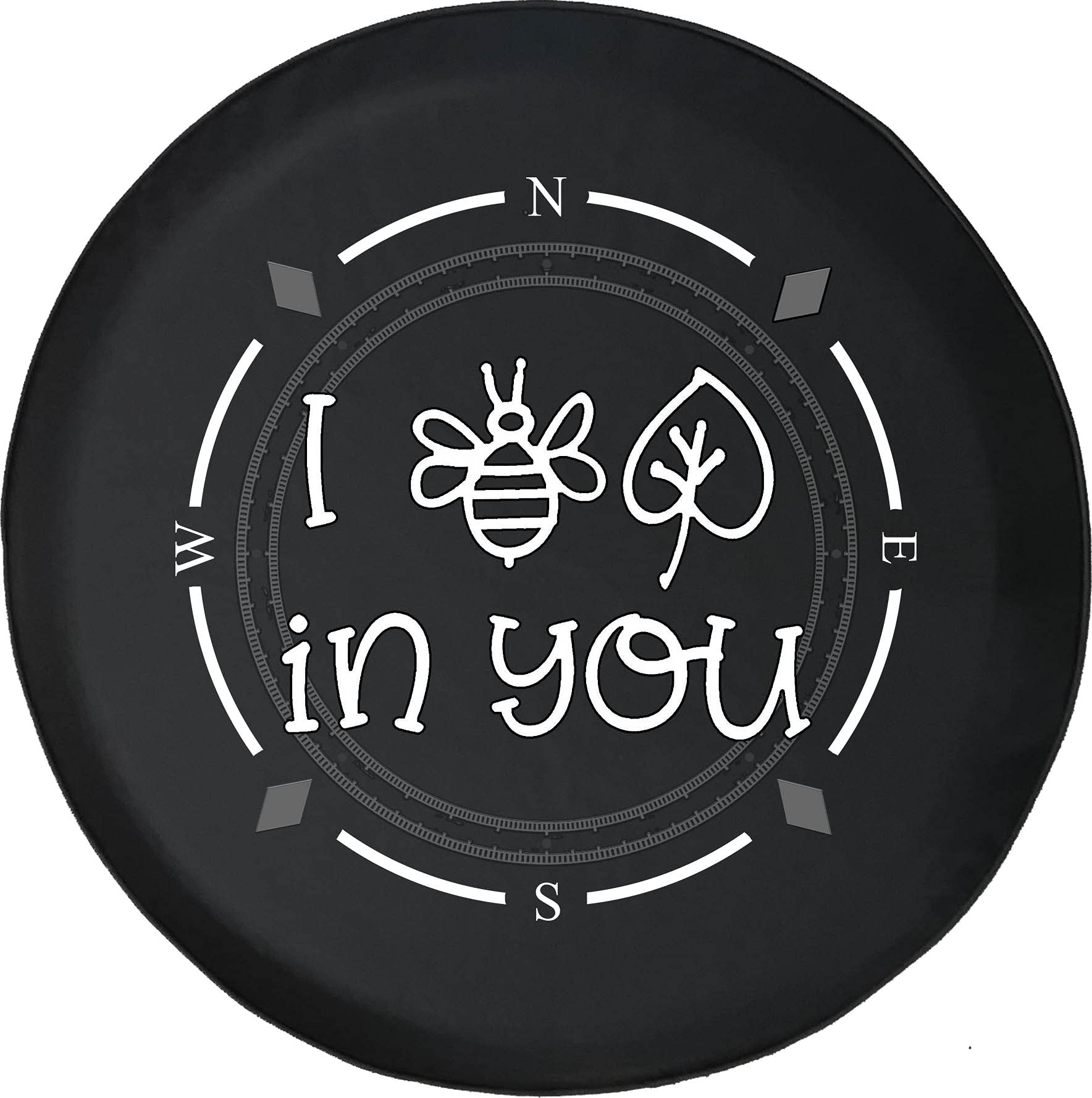 American Unlimited Spare Tire Cover with Compass Design - 'I Believe in You' & Cute Bee Pattern - Universal Fit for SUV, Trailer, RV & Most Vehicles - Perfect for Road Trips, Camping & Outdoor Adventures