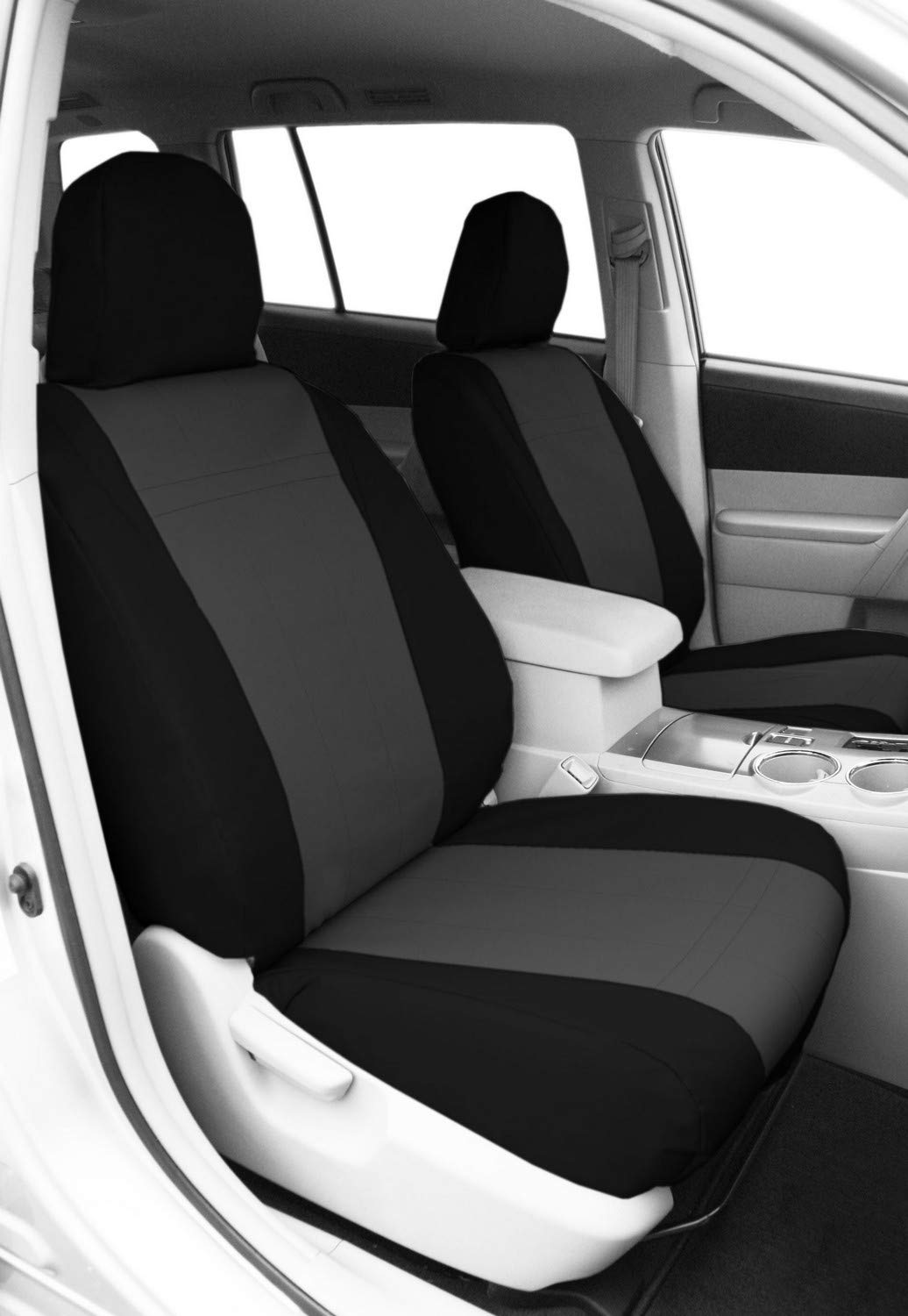 **CalTrend Custom Fit Car Seat Covers for 2007-2010 Jeep Wrangler - Durable Cordura Fabric, Charcoal Insert & Black Trim - Front Bucket Seat Protectors (1 Pair) - Easy Installation & Perfect for Off-Road Adventures**