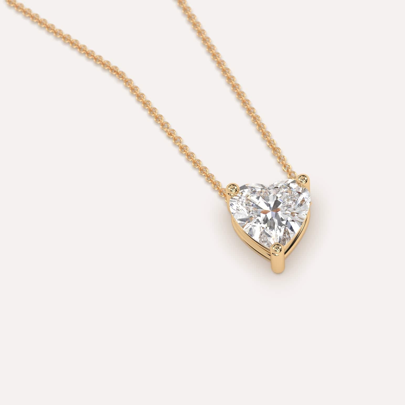 2 Carat Heart-Shaped Floating Diamond Necklace for Women - Elegant 14K Gold Pendant for Valentine's Day, Anniversary & Romantic Gifts