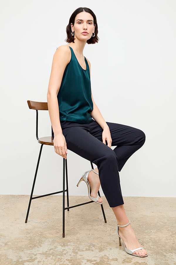Premium Washable Wool Twill Mejia Pants - Dark Navy | Comfortable & Durable Office Wear & Travel Essentials