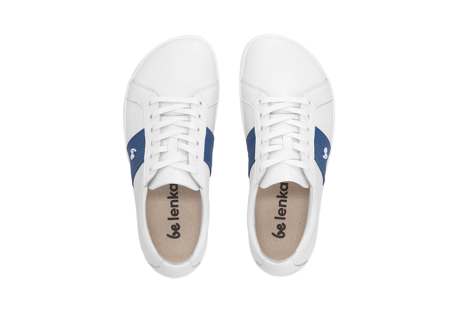 Barefoot Sneakers for Women - Be Lenka Elite White & Dark Blue Minimalist Running Shoes | Lightweight & Flexible for Gym, Trail Running & Everyday Wear (Clearance Sale)