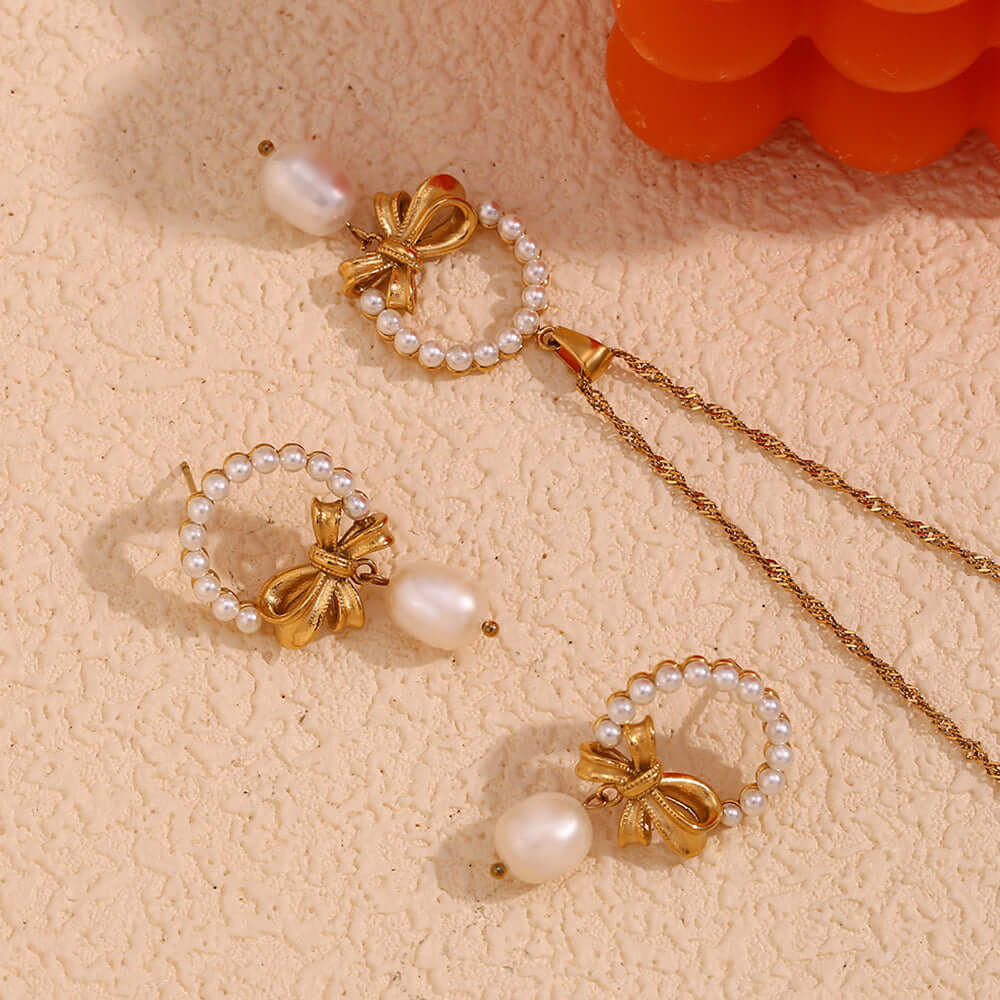 Elegant Pearl Bow Pendant Necklace for Women - Dainty Jewelry Gift for Her | Perfect for Weddings, Parties & Special Occasions | N3307
