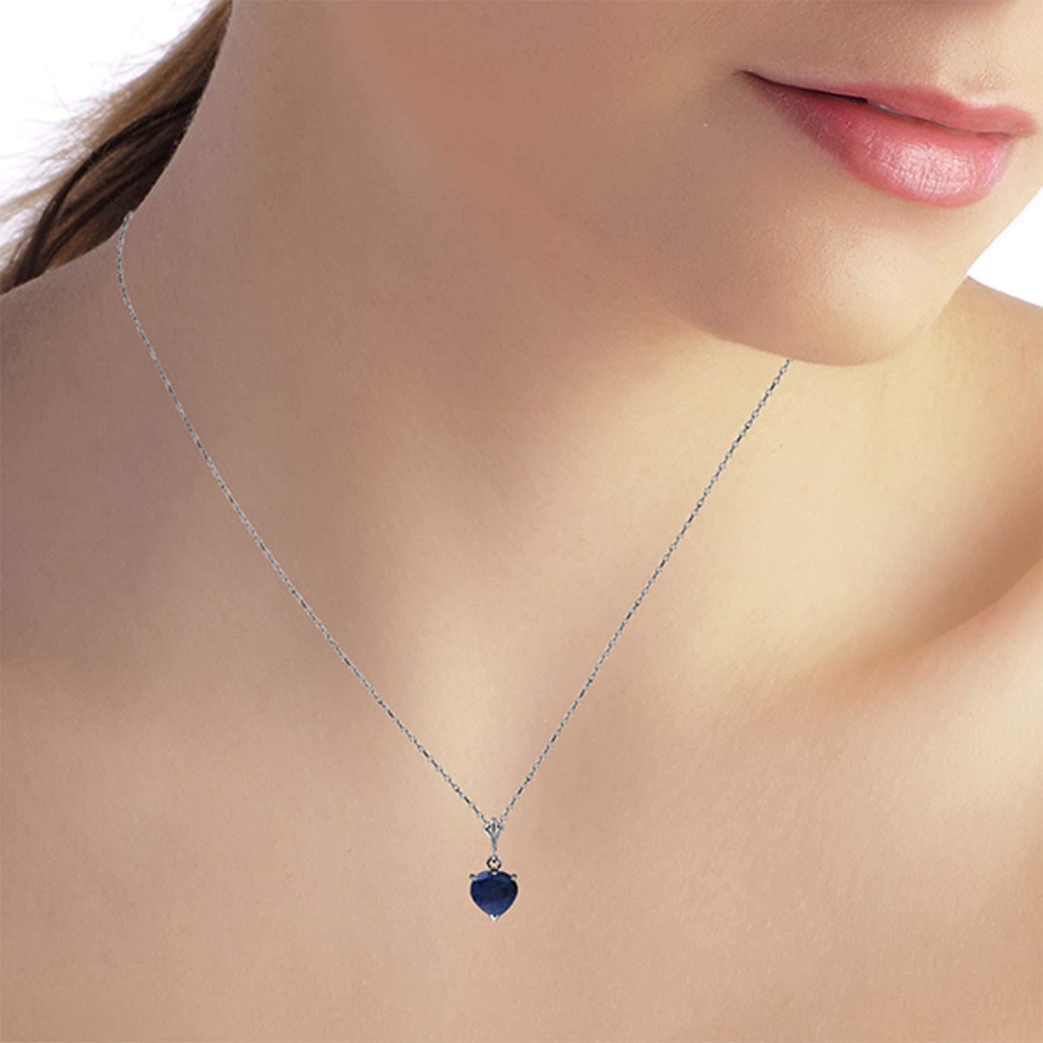 14K Yellow, White & Rose Gold 1.55 Carat Natural Heart-Shaped Sapphire Pendant Necklace - Galaxy Gold GG - Elegant Jewelry Gift for Valentine's Day, Anniversary & Special Occasions