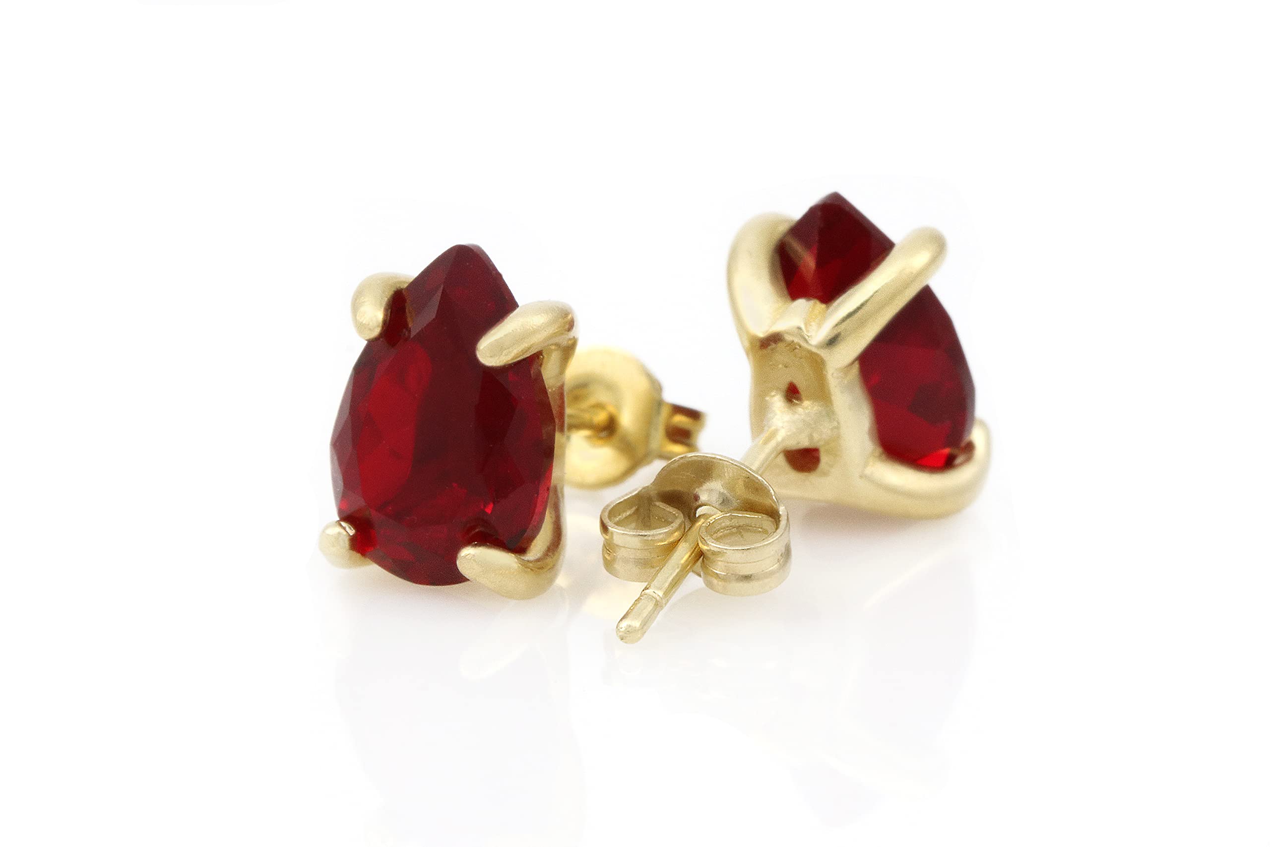 Red Garnet Stud Earrings for Women - January Birthstone Jewelry | Handmade Pear Gemstone Earrings | Dainty Everyday Jewelry Gift with Signature Box | Perfect for Birthdays, Anniversaries & Special Occasions