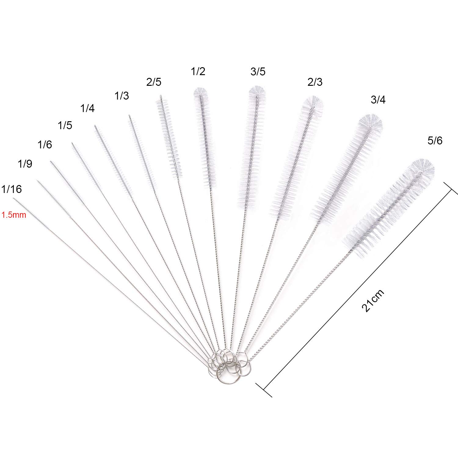 Vicloon 12-Piece Long Bottle Cleaning Brush Set - Nylon Tube Brush, Kettle Spout Cleaner, Straw Brush for Baby Bottles, Flasks & Pipes | Perfect for Home, Kitchen & Baby Care (White)