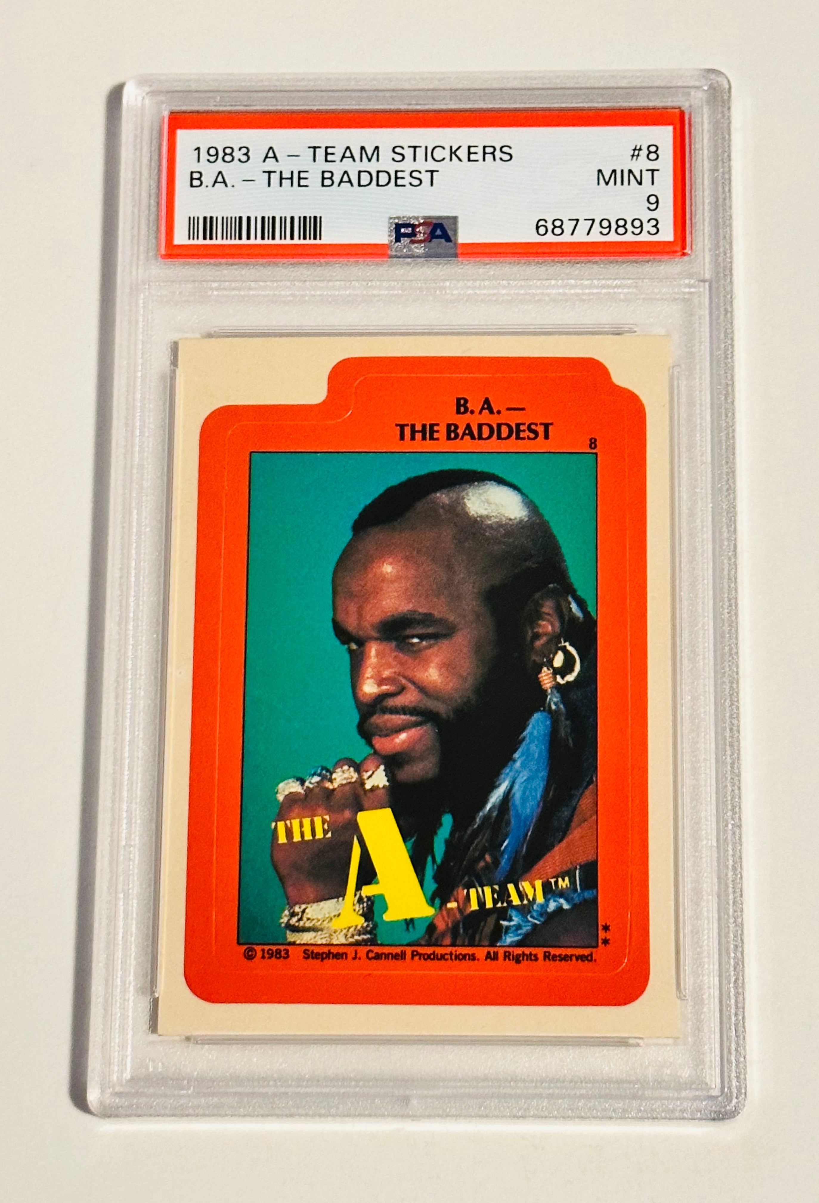 1983 A-Team BA Badest High Grade Rare PSA 9 Sticker - Perfect for Collectors, Fans, and Pop Culture Enthusiasts