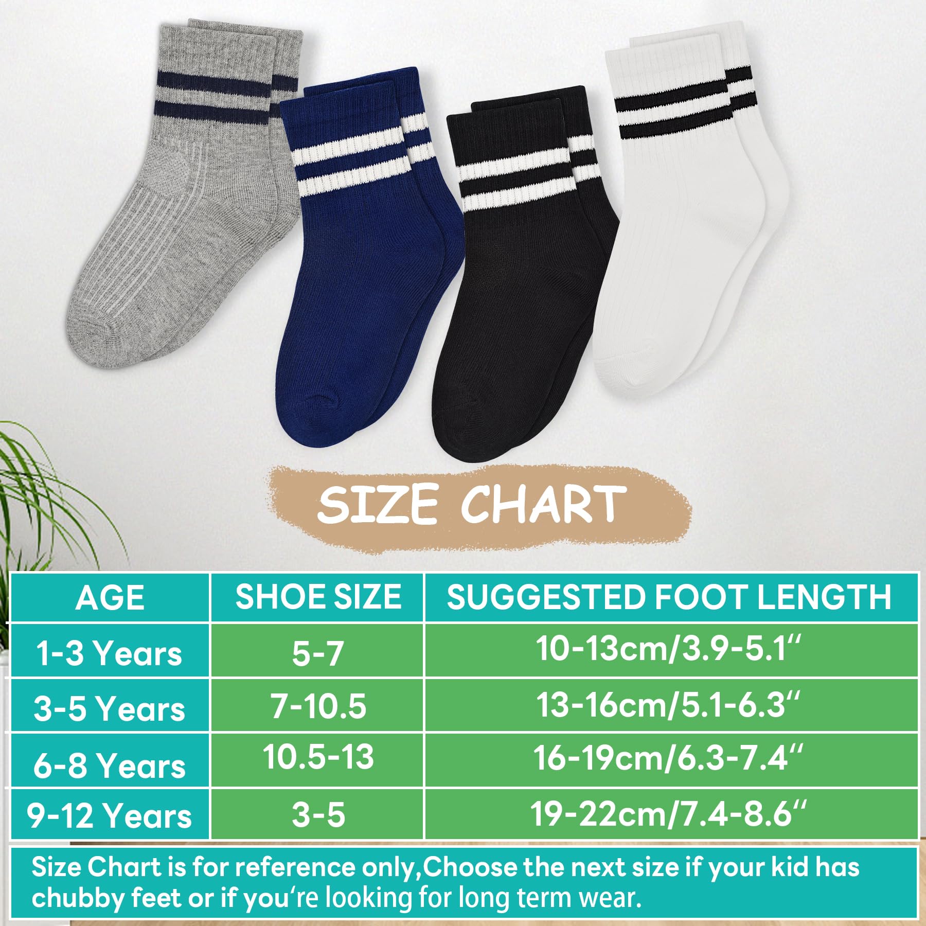 **Boys & Girls Cotton Athletic Crew Socks - 5 Pairs Pack for Kids 1-12 Years | Comfortable & Durable for School, Sports & Daily Wear**