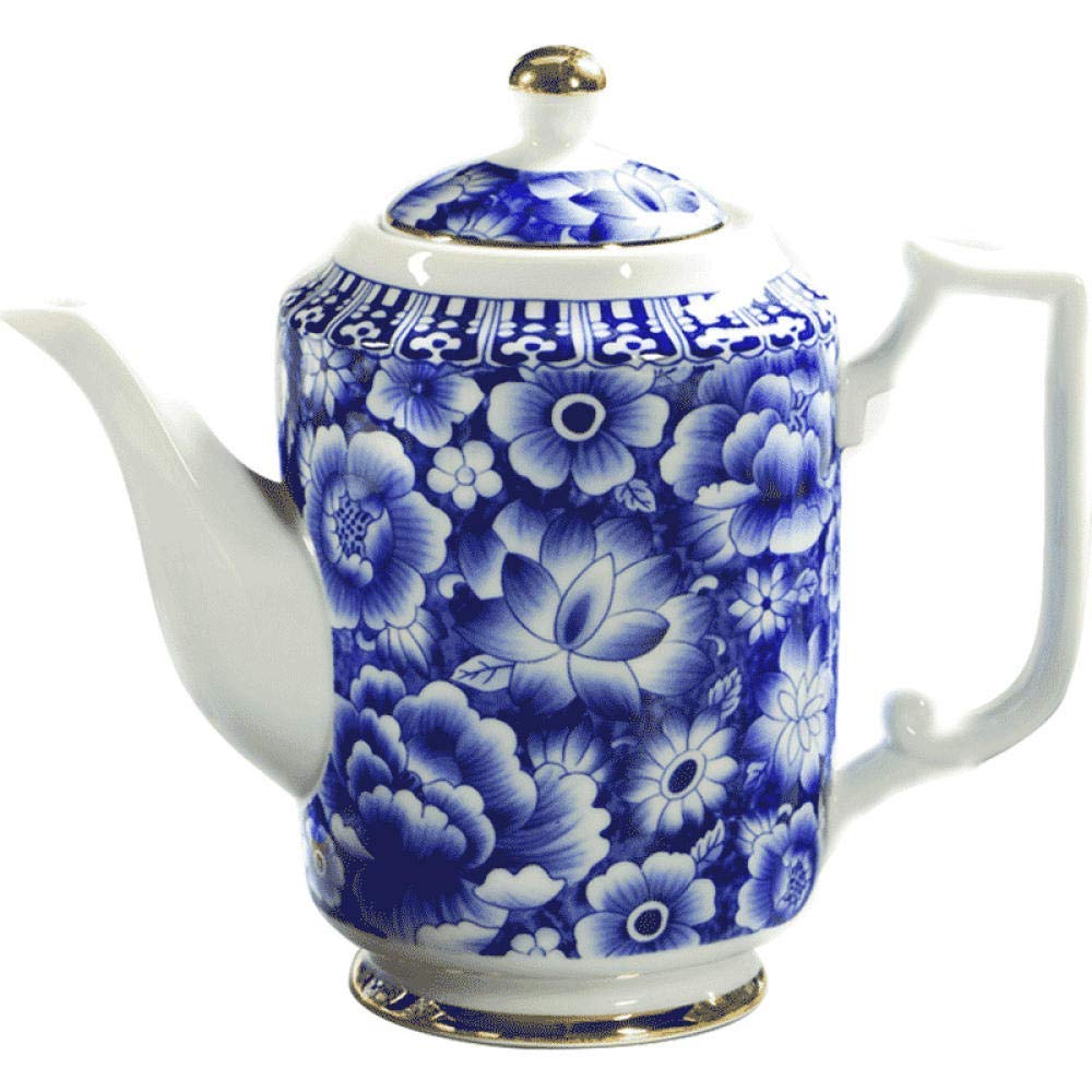Premium FMOGE Ceramic Teapot Set - 800ml Blue & White Porcelain Teapot with Infuser, Cold Brew Water Bottle & Lift Design - Perfect for Home, Office, Tea Ceremonies & Gifts