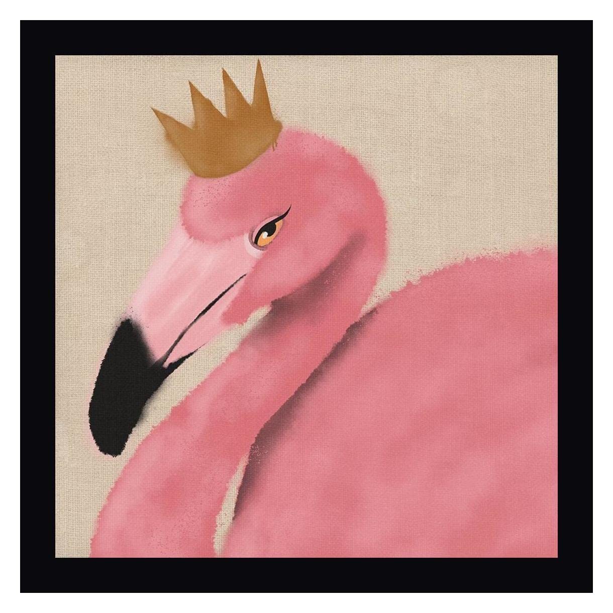 Flamingo King 1 by Marcus Prime - 20x20 Inch Framed Canvas Wall Art Print with Black Wood Frame - Ready to Hang - Perfect for Living Room, Bedroom & Office Decor