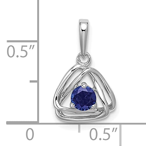 14K White Gold Triangle Sapphire Pendant Necklace - 17.55mm Elegant Jewelry for Women, Perfect for Weddings, Anniversaries & Special Occasions