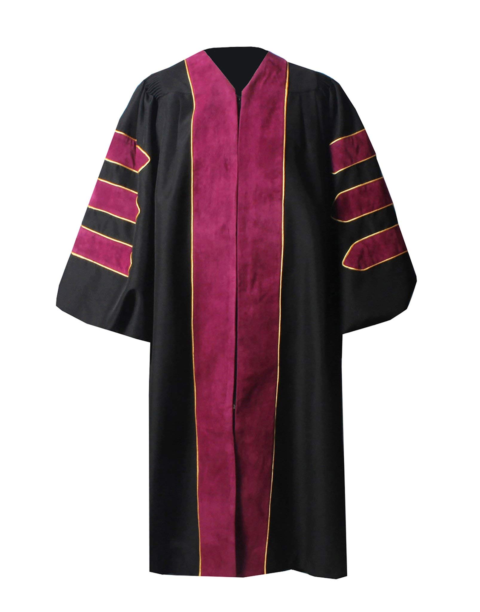 Premium Doctoral Graduation Gown with Velvet Trim - PhD Graduation Regalia for Academic Ceremonies & Professional Photos