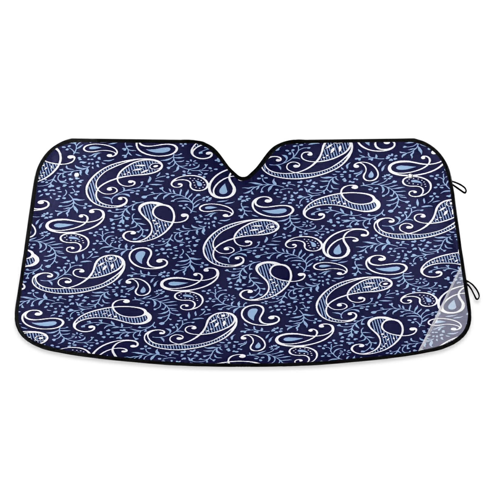 Foldable Car Windshield Sun Shade - Traditional Paisley Design Sun Visor for Sedan & Hatchback | UV Protection & Heat Shield for Parking | Perfect for Summer & Road Trips