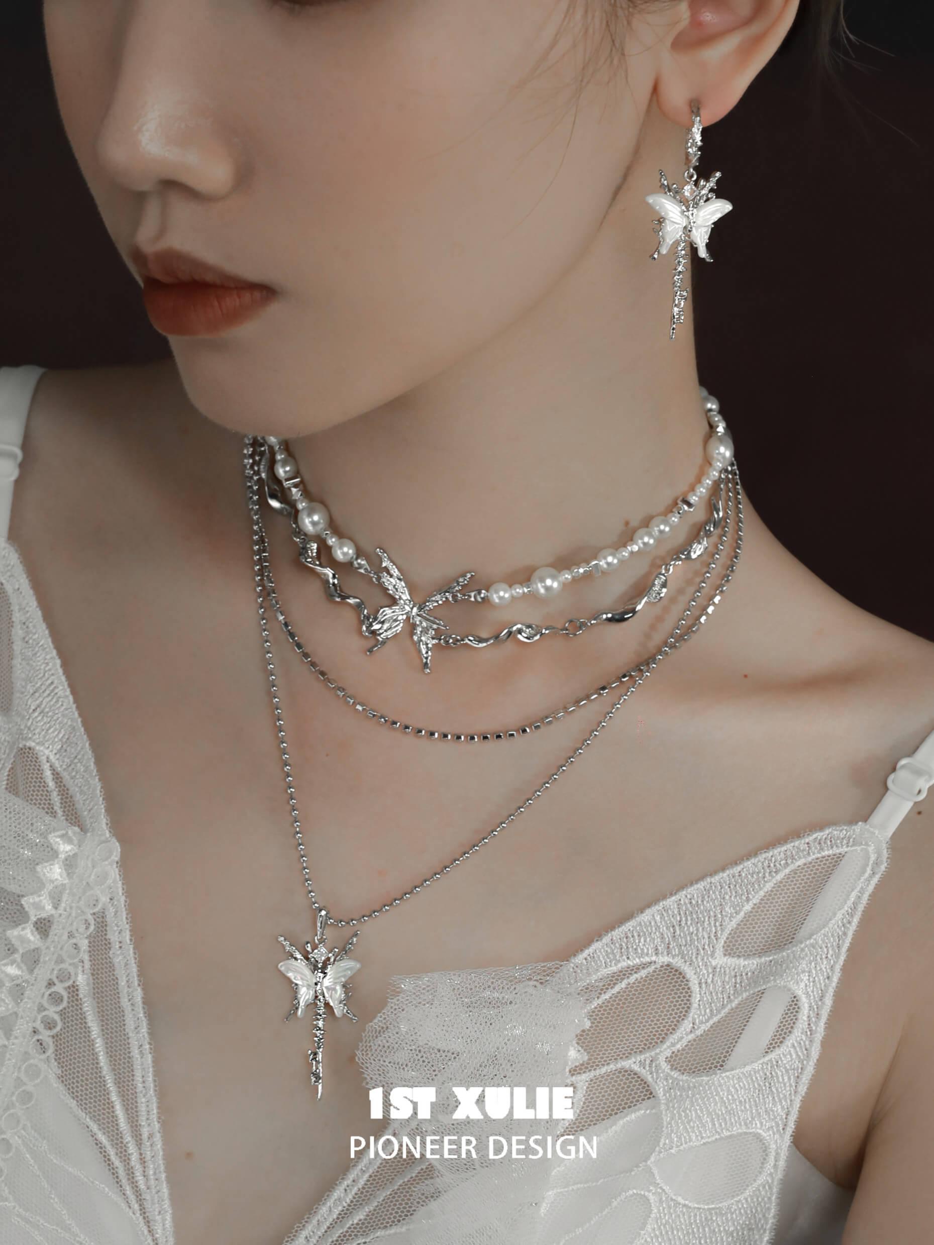 18K Gold Plated Butterfly Pendant Necklace with Pearl & White Shell - Elegant Jewelry for Women, Perfect for Valentine's Day Gifts, Anniversary Presents & Special Occasions