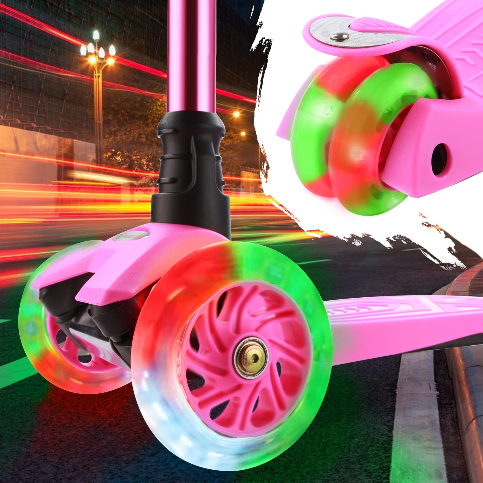 **Best 3 Wheel Scooter for Kids Ages 3-12 - Light Up Wheels, Adjustable Height & Sturdy Deck - Perfect for Outdoor Play, Commuting & Birthday Gifts**