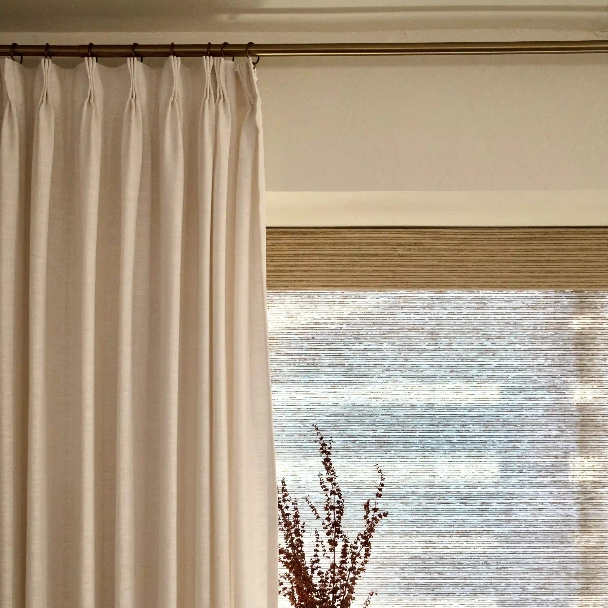 Linen Curtains Unlined Ivory White - Light Filtering Window Drapes for Living Room & Bedroom