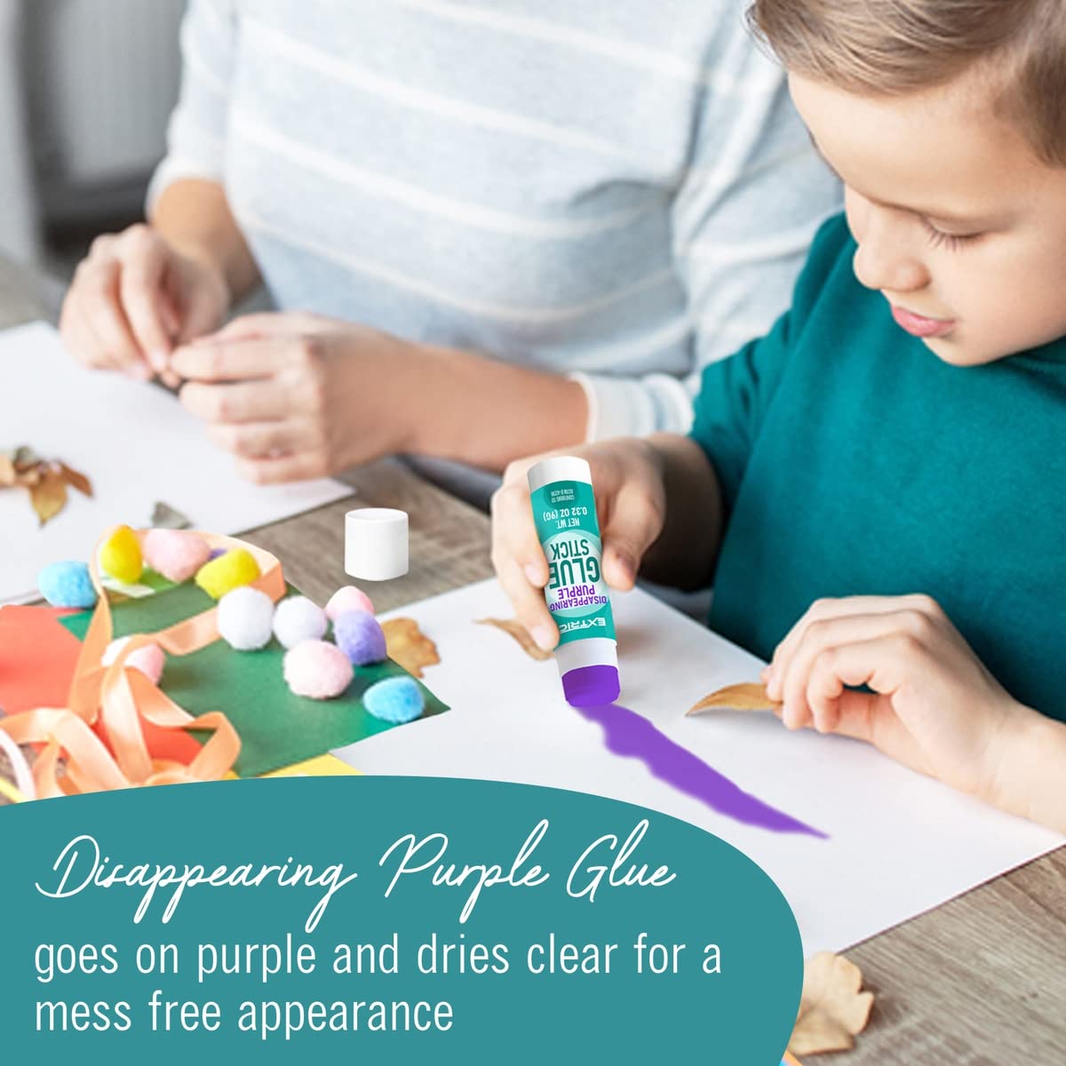 Purple Washable Glue Sticks for Kids - 12 Pack (0.32 oz Each) | Non-Toxic School Supplies for Classroom, Arts & Crafts | Perfect for Homework, Scrapbooking & DIY Projects