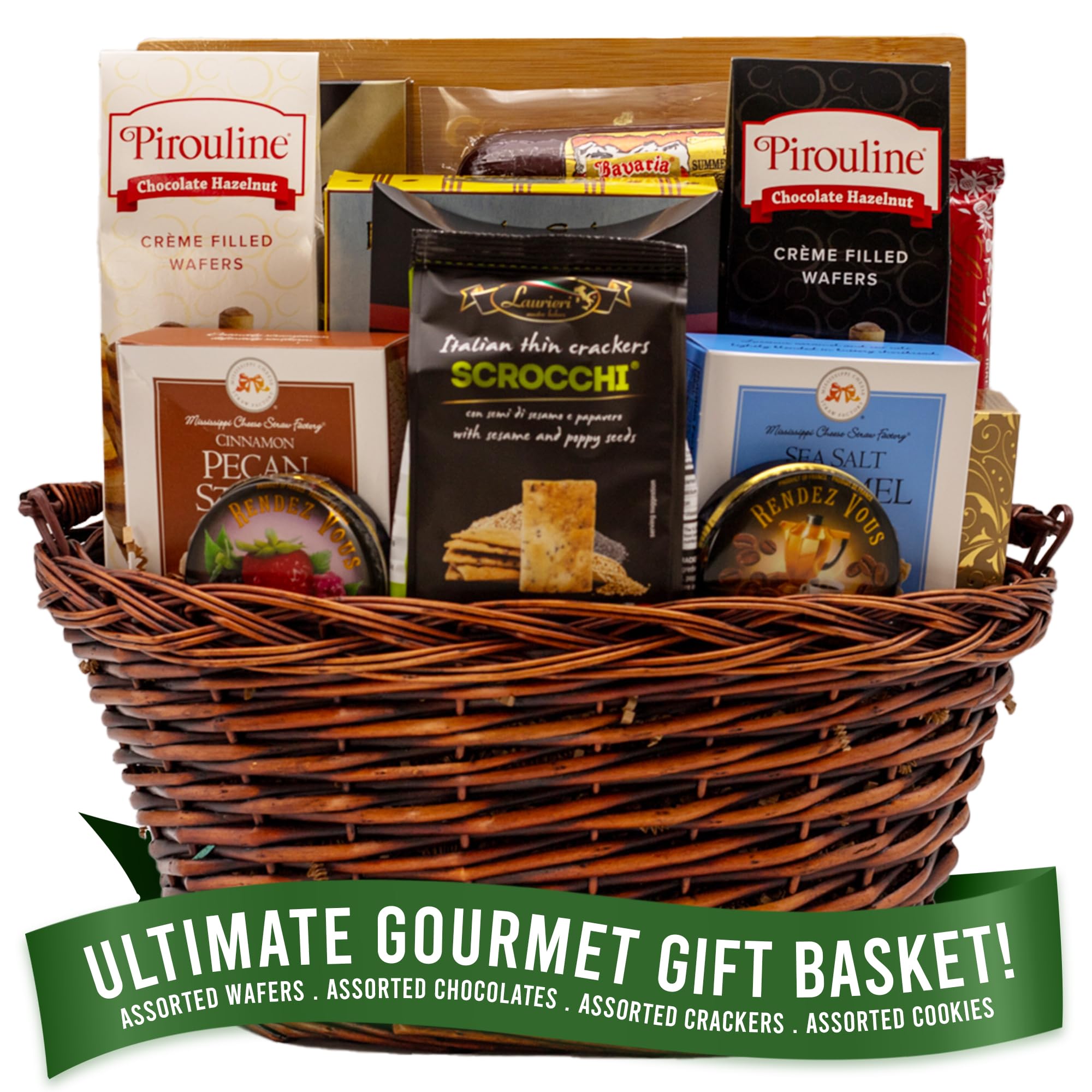 Premium Gourmet Gift Basket - Assorted Crackers, Cookies, Wafers & Chocolate - Handcrafted in USA - Perfect for Holidays, Corporate Gifts & Special Occasions