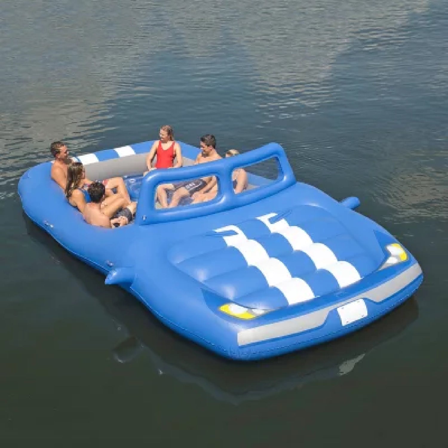 21601 Inflatable Convertible Island Float - Blue | Pool, Lake & Beach Lounge for Relaxation & Fun