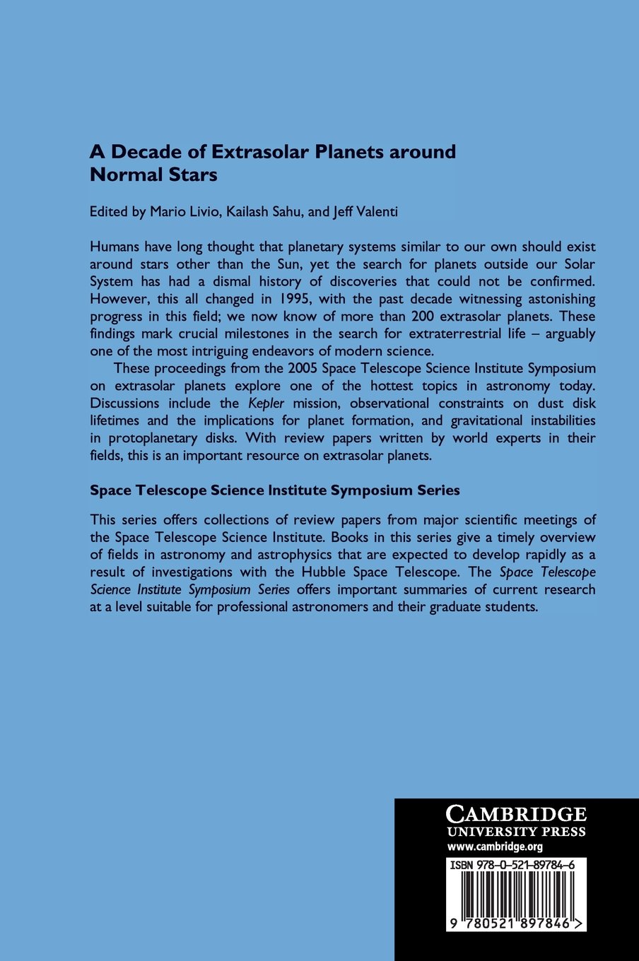Extrasolar Planets Around Normal Stars: Proceedings of Space Telescope Science Institute Symposium - STScI Series Vol.19 | Astronomy Research & Exoplanet Discoveries for Scientists & Educators
