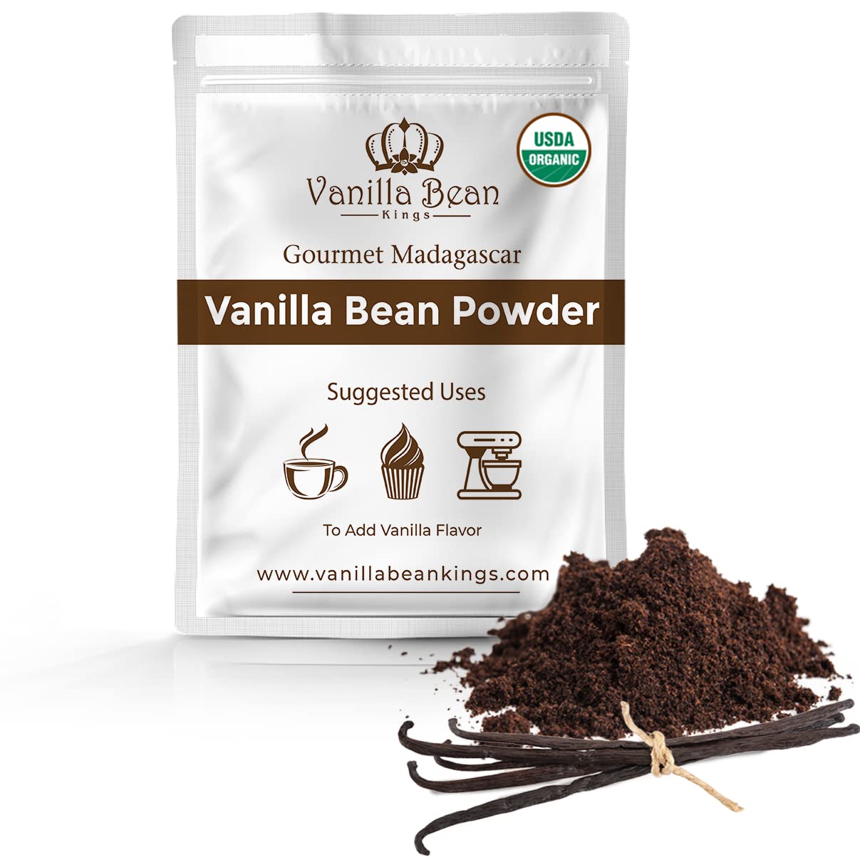 100% Pure Madagascar Vanilla Bean Powder - 1 LB | Raw, Unsweetened, No Fillers or Additives | Perfect for Baking, Cooking, Coffee, Tea, Yogurt & Smoothies | Organic, Natural Flavor Enhancer for Desserts, Drinks & Recipes