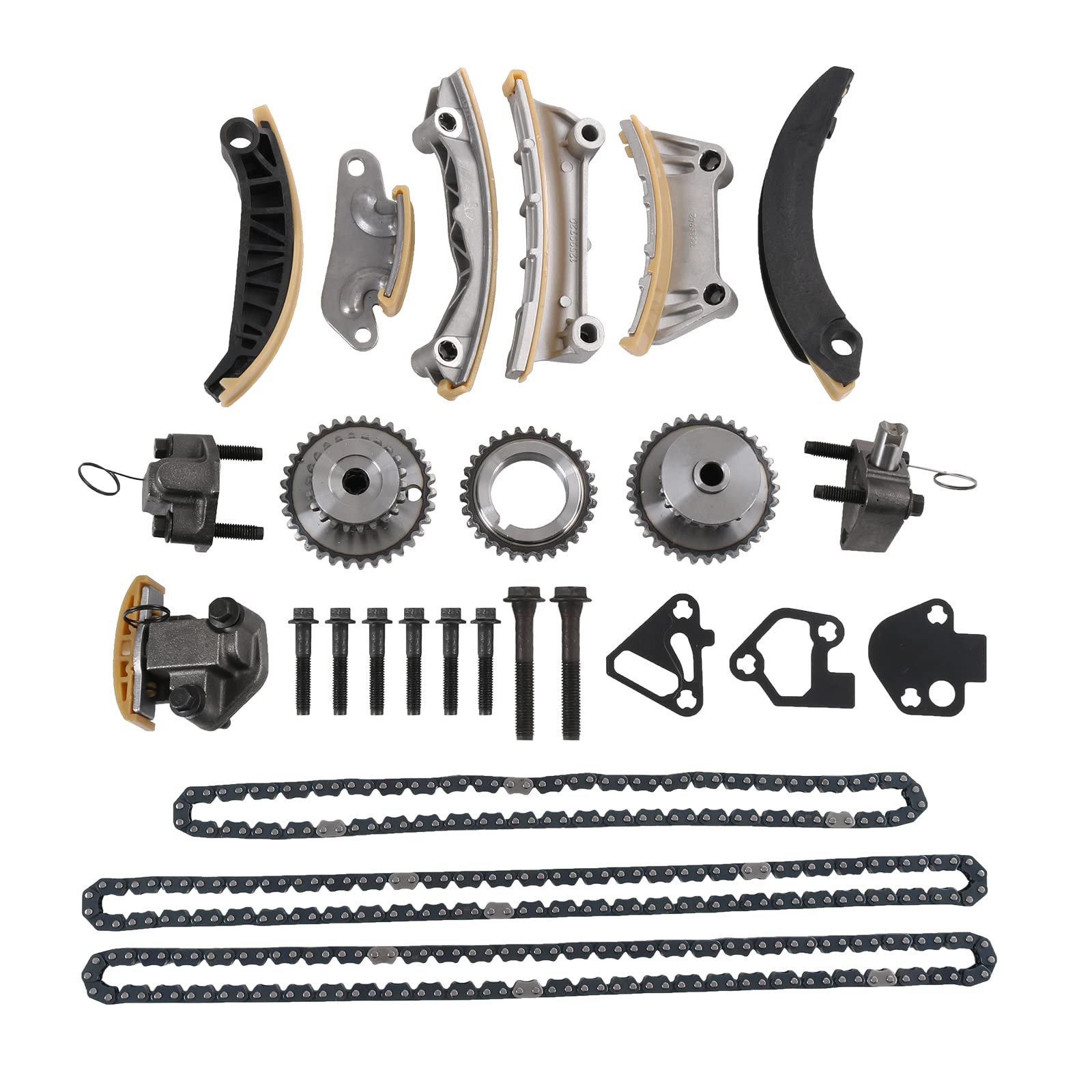 Engine Timing Chain Kit with Chain Guide, Tensioner & Sprocket - Replacement for Buick Enclave, Lacrosse, Cadillac CTS, SRX, Chevy Equinox, Malibu, Traverse, GMC Acadia - OEM #9-0753S, 12633451, 12633452, 12600459 - Perfect for Engine Repair & Maintenance