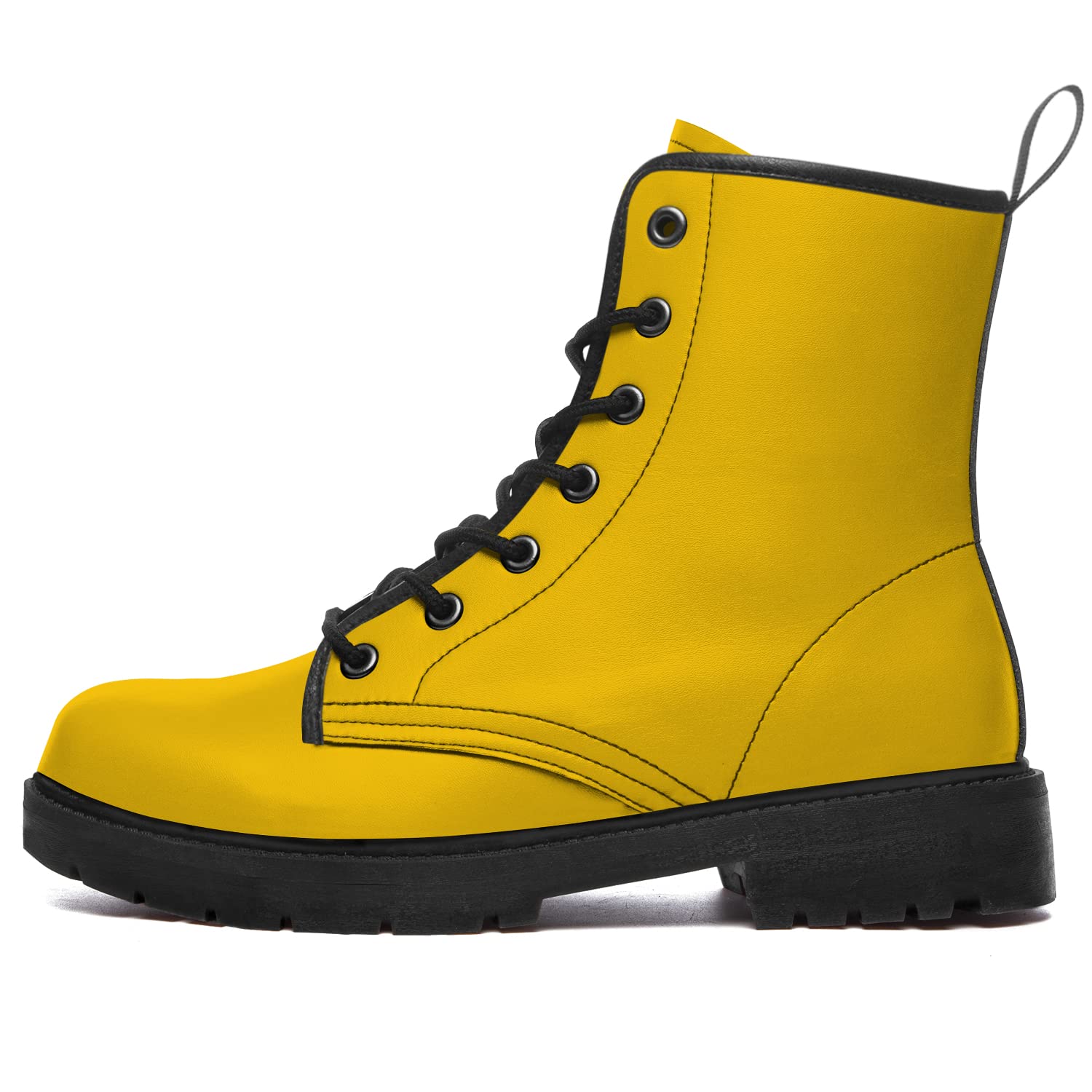 Waterproof Anti-Slip Combat Boots for Women & Men - Yellow Lace Up Ankle Boots - Durable Hiking, Work & Outdoor Shoes - Perfect for Winter, Rainy Days & Casual Wear