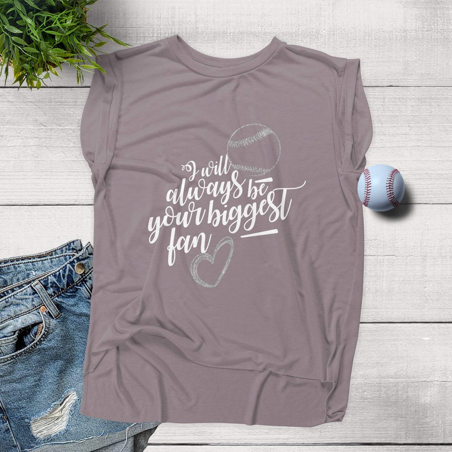 NanyCrafts Women's Flowy Muscle Tee - Soft Comfortable Fan-Themed T-Shirt for Casual Wear, Gym & Everyday Outfits
