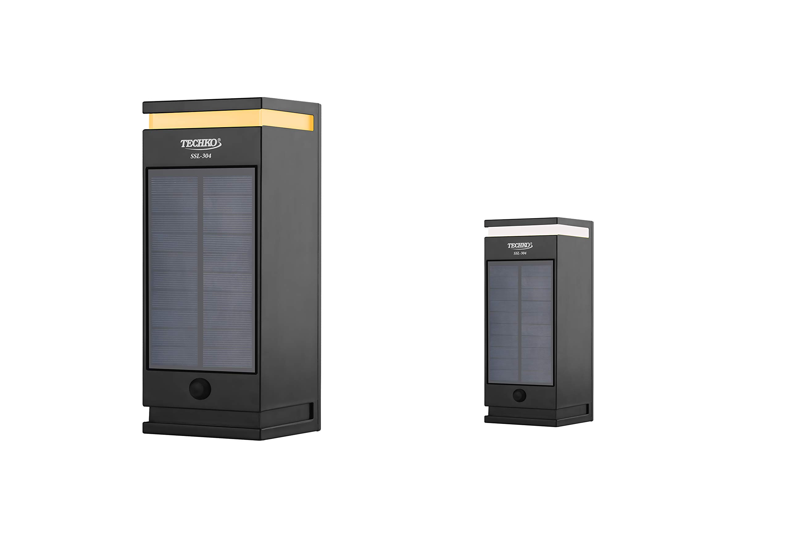 Techko Outdoor Solar Lights Wall Sconce - Single-Directional Modern Contemporary Design, Waterproof IP65, 12+ Hours Battery Life [1-Pack Black] - Perfect for Patio, Garden, Pathway, and Porch Lighting