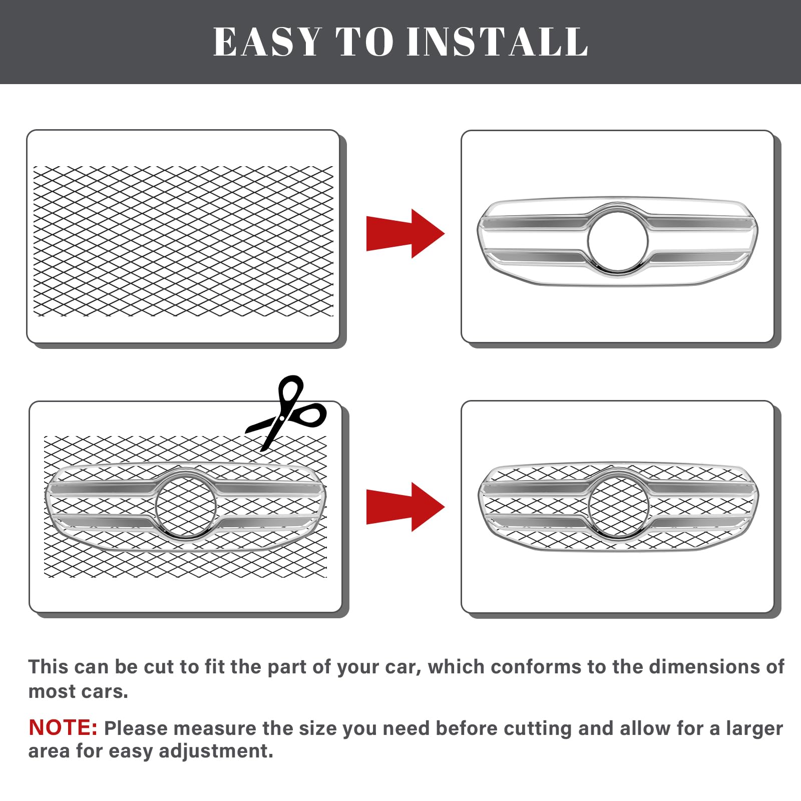 GOSCHE Universal 40x13 Inch Car Grill Mesh - Black Painted Aluminum Alloy Expanded Metal Mesh with 3x6mm Rhombic Holes (100x33cm) - Durable Front Bumper Grill Insert for Automotive Customization & Protection | Perfect for Car Mods, Truck Upgrades & Vehicle Styling