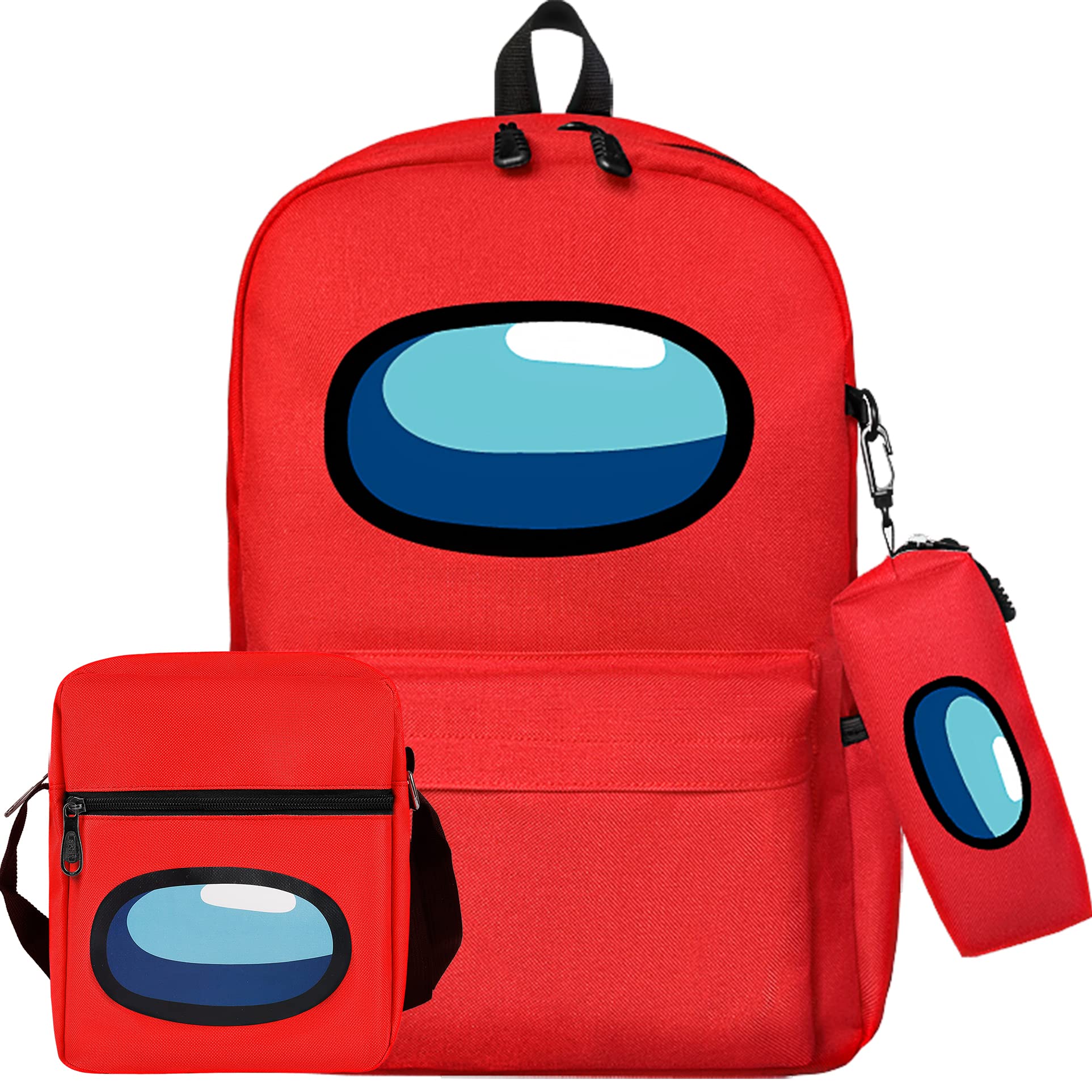 Kids School Backpack for Girls & Boys - 17 Inch Waterproof Laptop Backpack with Lunch Box - Durable Bookbag for Students, Teen Travel & Outdoor Camping - Perfect Gift for Game Fans (Red) - Ideal for School, Travel & Daily Use