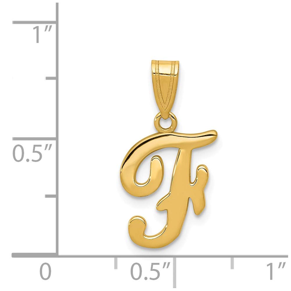 14K Solid Yellow Gold F Initial Letter Pendant Necklace - 18mm x 12mm Alphabet Charm for Women, Perfect Gift for Birthday, Anniversary & Valentine's Day