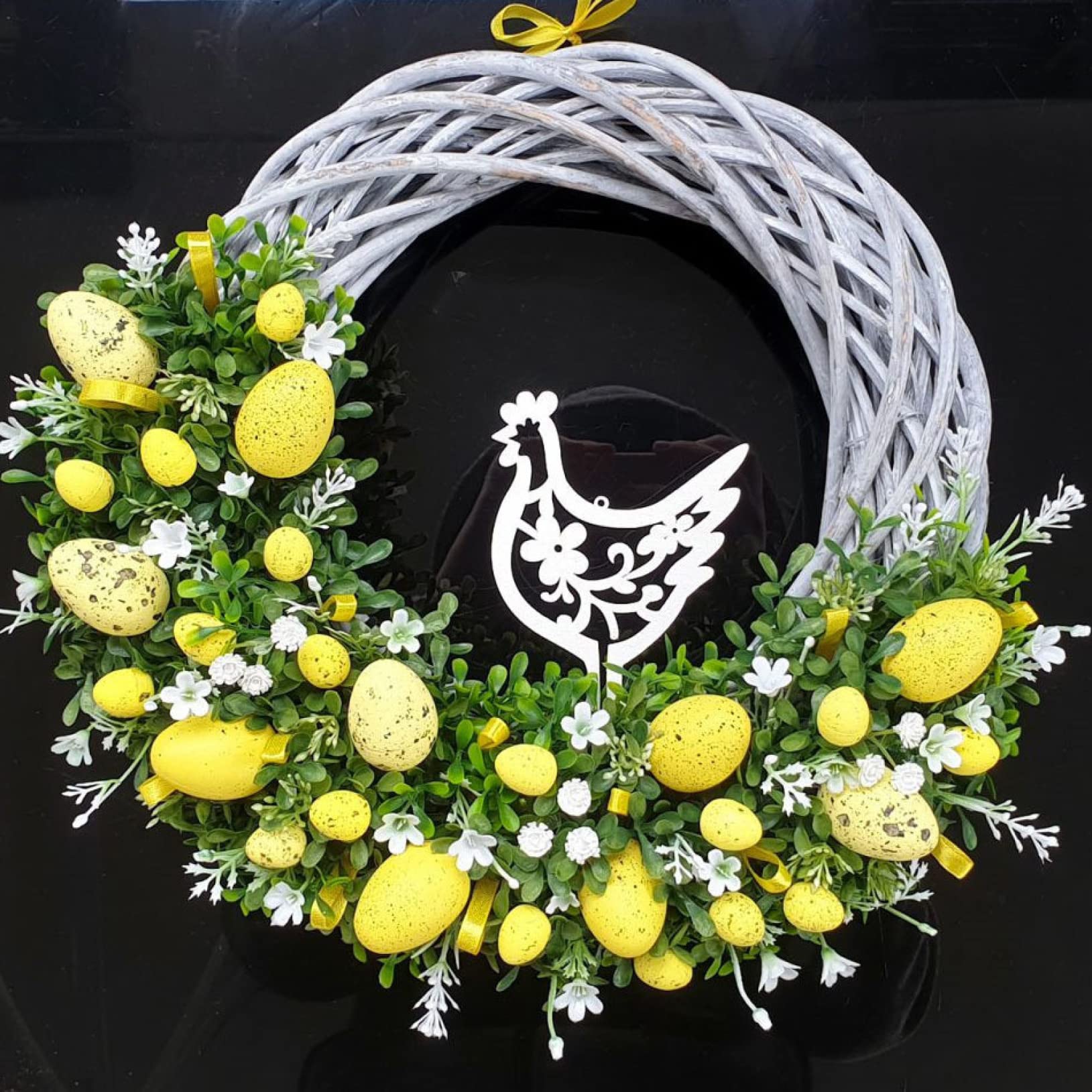 Easter Bunny Flower Wreath - Artificial Rattan Hanging Decor for Spring Party, Home Door, Wedding Garland | Perfect for Easter Decorations, Front Door Wreaths, and Seasonal Home Accents