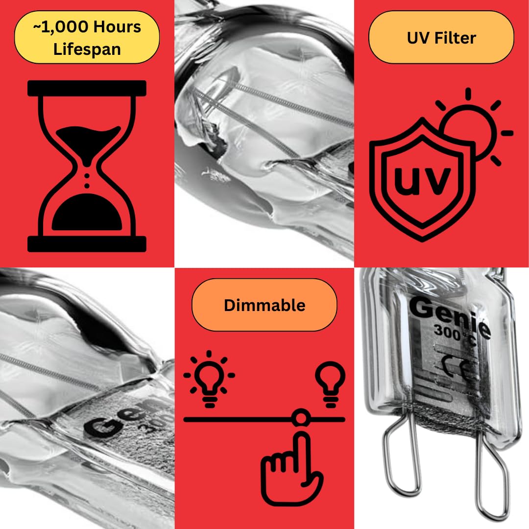 G9 Halogen Oven Bulb 40W 230V (2-Pack) - 300°C Heat Resistant Oven Light for Philips, Neff, AEG, Smeg, Zanussi & Bosch - Perfect for Baking, Roasting & Kitchen Appliance Replacement