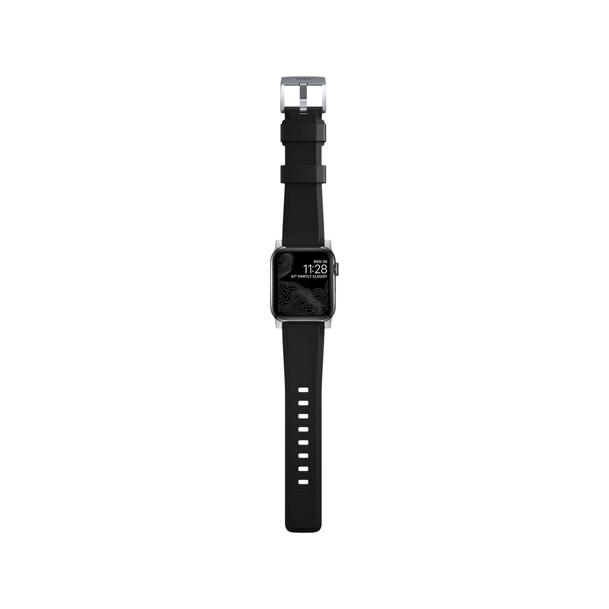 Nomad Rugged Band for Apple Watch 41mm - Silver Stainless Steel Hardware | Durable Sport Strap for Outdoor Activities, Hiking & Workouts
