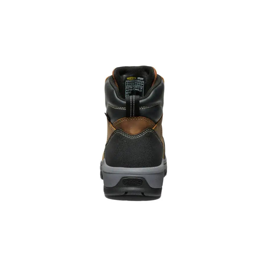 Keen Evanston 6 Carbon Toe Waterproof Work Boots for Men - Brown Safety Shoes for Construction, Hiking & Outdoor Work