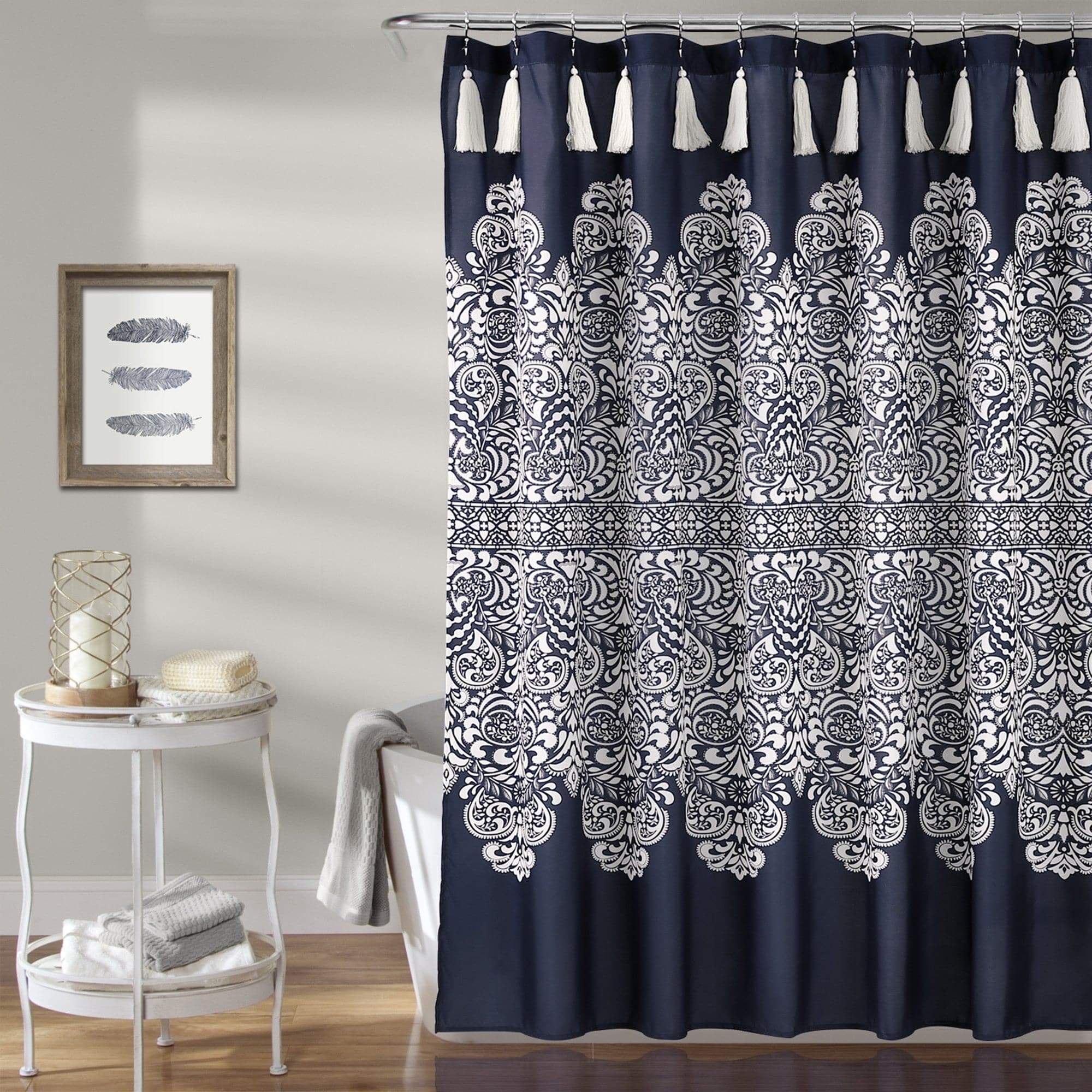 Boho Medallion Shower Curtain - Waterproof Bathroom Decor with Vintage Design for Bohemian Style Homes & Spa Retreats