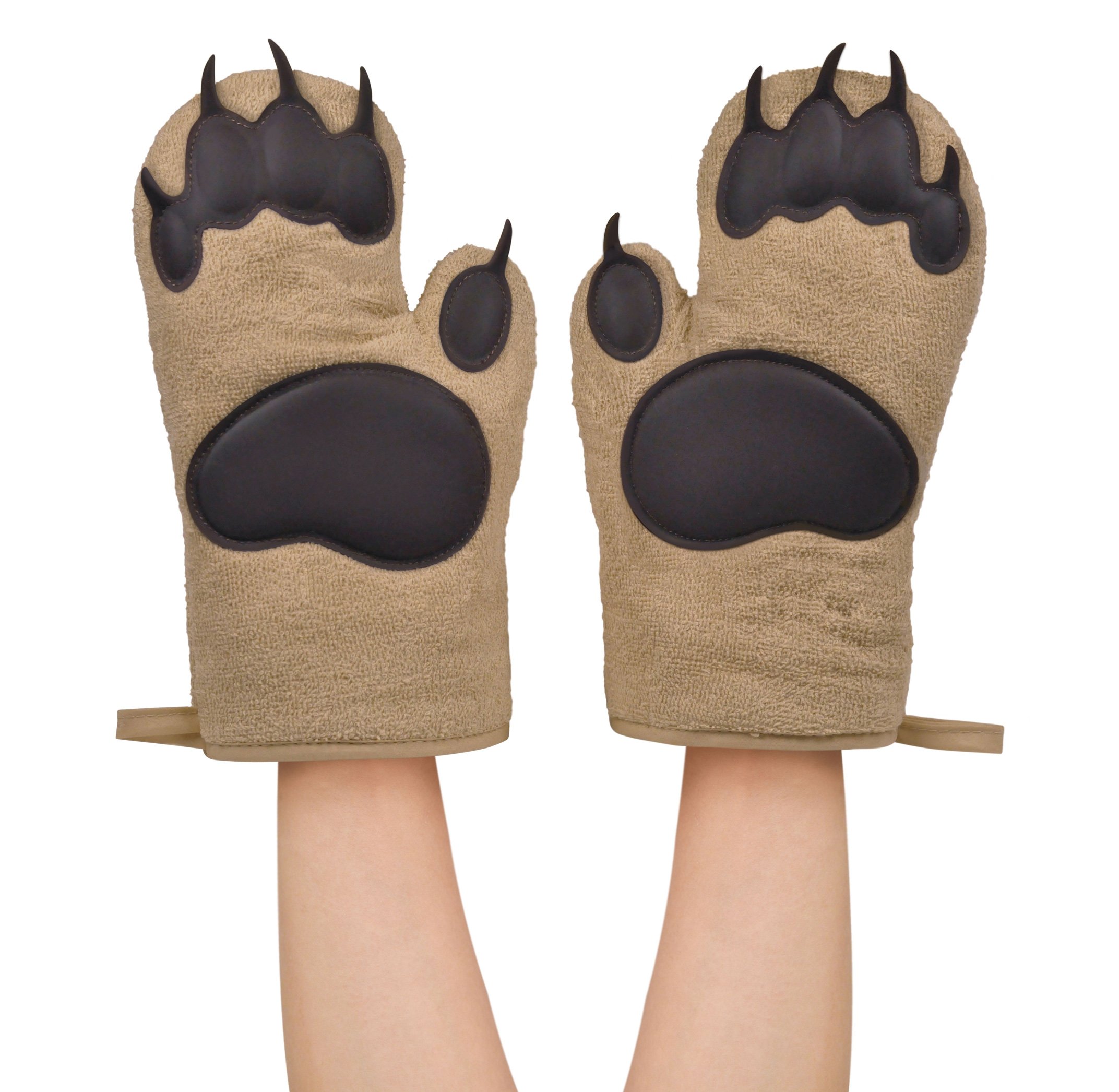 Genuine Fred BEAR HANDS Oven Mitts - Heat Resistant Silicone & Cotton Kitchen Mittens - Funny Animal-Themed Baking Accessories - Perfect Gift for Home Cooks, Bakers & Animal Lovers - Ideal for Baking, Grilling & Cooking Safely