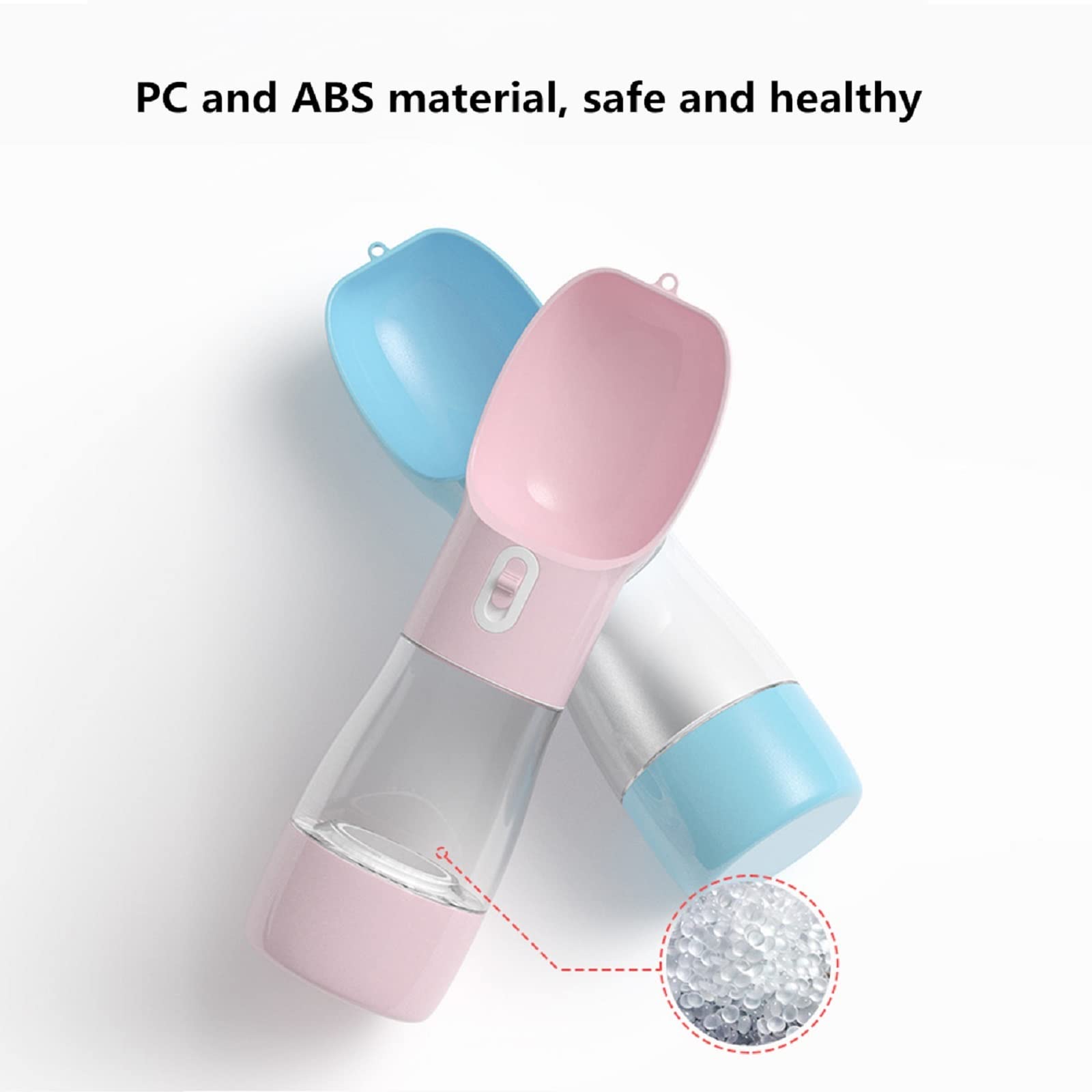 **Leak-Proof Outdoor Dog Water Bottle Dispenser with Food Container – Portable Travel Pet Water Bottle for Hiking, Walking & Camping (Pink)**