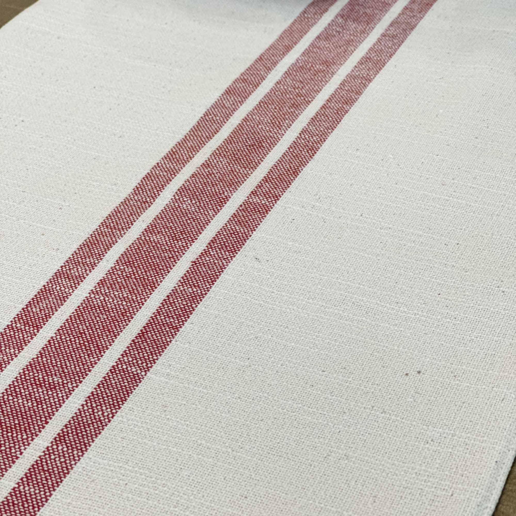 Red and Cream Farmhouse Style Grain Sack Stripe Table Runner 13