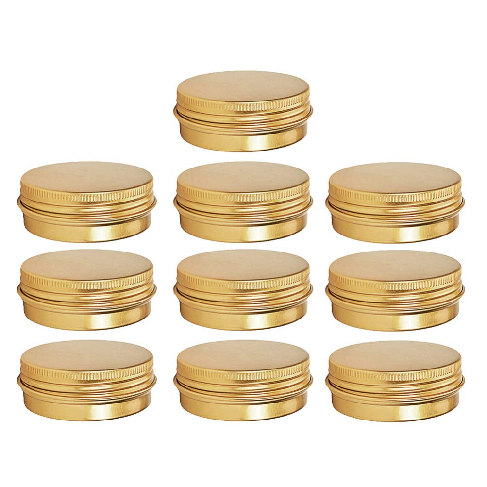 DOITOOL 10-Piece Gold Threaded Aluminum Round Candy Storage Tins with Lids - Airtight Containers for Sweets, Tea, Creams & Travel Essentials - Perfect for Home, Office & Gifts