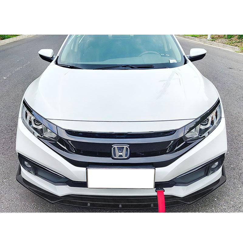 2019-2021 Honda Civic IK V3 Style Front Bumper Lip (2PC) - Carbon Fiber Car Body Kit for Sporty Look - Perfect for Street Racing & Car Shows