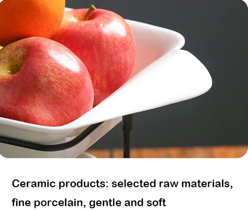 3-Tier Ceramic Fruit Bowl with Detachable Serving Tray - Elegant Countertop Decor for Kitchen, Dining Table | Perfect for Displaying Fruits, Desserts, Appetizers, Cakes & Snacks at Parties, Brunches & Home Decor