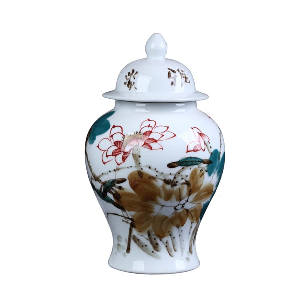 Vintage Ginger Jars - Oriental Ceramic Decorative Jars with Floral Lotus Pattern for Tea Storage & Home Decor | Perfect for Living Room, Asian-Inspired Interiors & Zen Spaces
